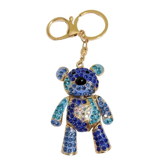 Adorable Jointed Teddy Bear Rhinestone Key Chain Purse Backpack Charm Keychain - Picture 1 of 4